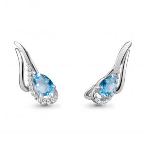 Серебряные серьги AQUAMARINE с топазом и фианитом А4770205А фото