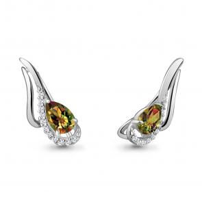 Серебряные серьги AQUAMARINE с фианитом и султанитом А4770219А фото