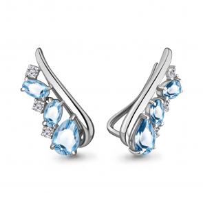 Серебряные серьги AQUAMARINE с топазом и фианитом А4770405А фото