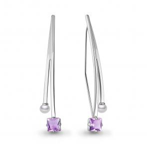 Серебряные серьги AQUAMARINE с аметистом и жемчугом А4772304 фото