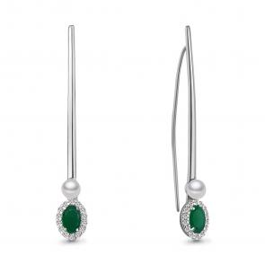 Серебряные серьги AQUAMARINE с фианитом, агатом и жемчугом А4772409А фото