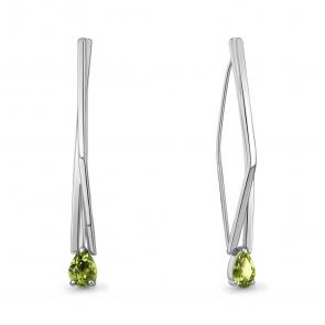 Серебряные серьги AQUAMARINE с хризолитом А4773007 фото