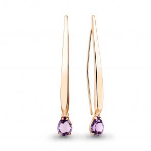 Серьги из золочёного серебра AQUAMARINE с аметистом А4773104-п фото