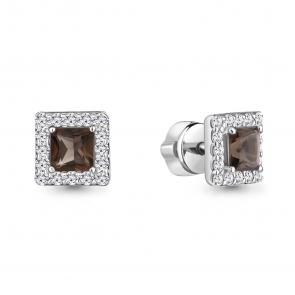 Серебряные серьги AQUAMARINE с фианитом и кварцем А4773601А фото