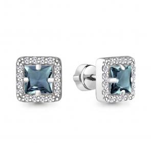 Серебряные серьги AQUAMARINE с фианитом и Лондон топазом А4774908А фото