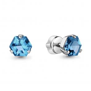 Серебряные серьги AQUAMARINE с Лондон топазом А4775193 фото