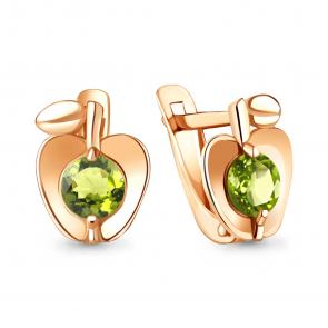 Серьги из золочёного серебра AQUAMARINE с хризолитом А4777407-п фото
