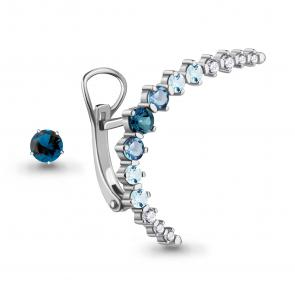 Серебряные серьги AQUAMARINE с топазом, фианитом и Лондон топазом А4778166А фото