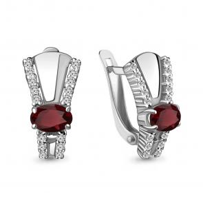 Серебряные серьги AQUAMARINE с фианитом и гранатом А4780603А фото