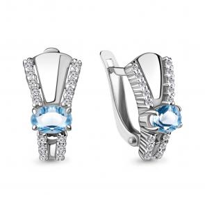 Серебряные серьги AQUAMARINE с топазом и фианитом А4780605А фото