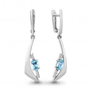 Серебряные серьги AQUAMARINE с топазом и фианитом А4781205А фото