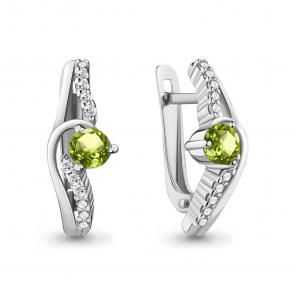 Серебряные серьги AQUAMARINE с фианитом и хризолитом А4781707А фото