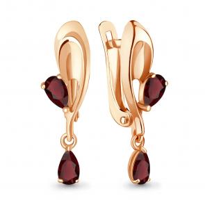 Серьги из золочёного серебра AQUAMARINE с гранатом А4782203-п фото