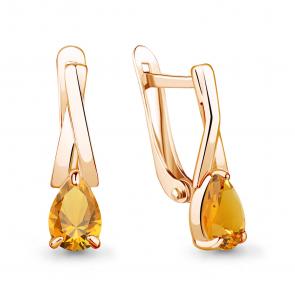 Серьги из золочёного серебра AQUAMARINE с цитрином А4782406-п фото