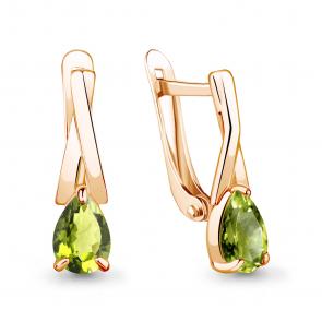 Серьги из золочёного серебра AQUAMARINE с хризолитом А4782407-п фото