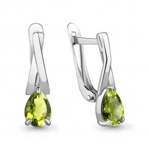 Серебряные серьги AQUAMARINE с хризолитом А4782407 фото