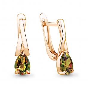 Серьги из золочёного серебра AQUAMARINE с султанитом А4782419-п фото