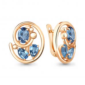 Серьги из золочёного серебра AQUAMARINE с топазом А4784505-п фото