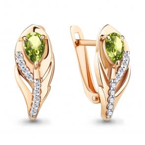 Серьги из лимонного серебра AQUAMARINE с фианитом и хризолитом А4787907А-п фото