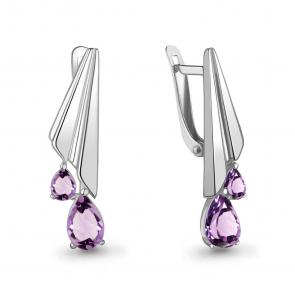 Серебряные серьги AQUAMARINE с аметистом А4788304 фото