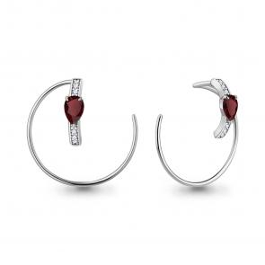 Серебряные серьги AQUAMARINE с фианитом и гранатом А4789103А фото