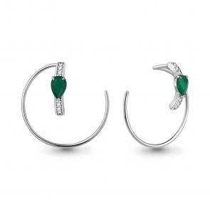 Серебряные серьги AQUAMARINE с фианитом и агатом А4789109А фото