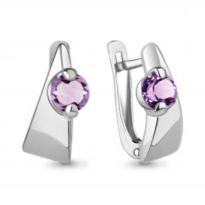 Серебряные серьги AQUAMARINE с аметистом А4789204 фото