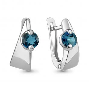 Серебряные серьги AQUAMARINE с Лондон топазом А4789208 фото