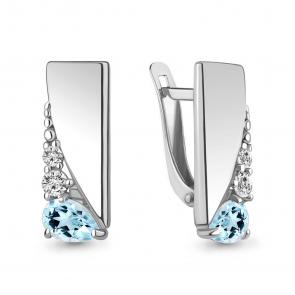 Серебряные серьги AQUAMARINE с топазом и фианитом А4790402А фото