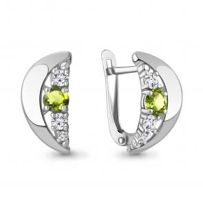 Серебряные серьги AQUAMARINE с фианитом и хризолитом А4790507А фото