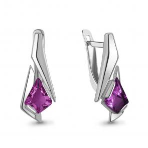 Серебряные серьги AQUAMARINE с аметистом А4792484 фото