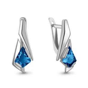Серебряные серьги AQUAMARINE с Лондон топазом А4792493 фото