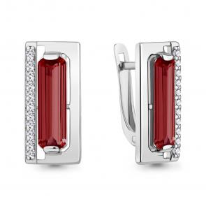 Серебряные серьги AQUAMARINE с фианитом и гранатом А4792685А фото