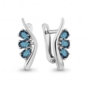 Серебряные серьги AQUAMARINE с Лондон топазом А4794008 фото
