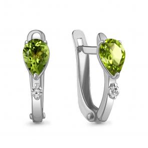 Серебряные серьги AQUAMARINE с фианитом и хризолитом А4794107А фото