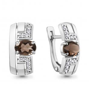 Серебряные серьги AQUAMARINE с фианитом и кварцем А4794901А фото