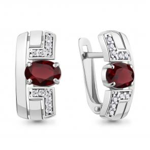 Серебряные серьги AQUAMARINE с фианитом и гранатом А4794903А фото