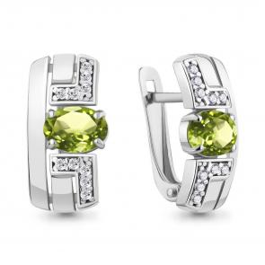 Серебряные серьги AQUAMARINE с фианитом и хризолитом А4794907А фото