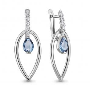 Серебряные серьги AQUAMARINE с топазом и фианитом А4796805А фото