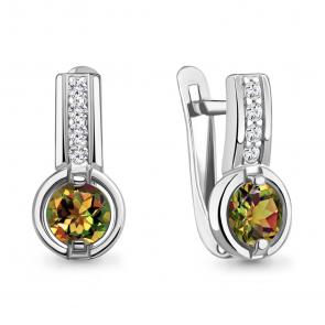 Серебряные серьги AQUAMARINE с фианитом и султанитом А4797019А фото