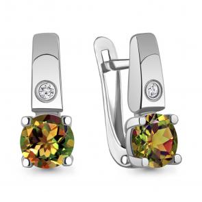 Серебряные серьги AQUAMARINE с фианитом и султанитом А4798519А фото