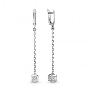 Серебряные серьги AQUAMARINE с фианитом А48004А фото