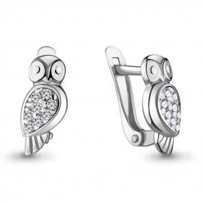 Серебряные серьги AQUAMARINE с фианитом А48012А фото