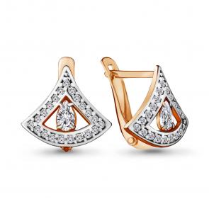 Серьги из золочёного серебра AQUAMARINE с фианитом А48022А-п фото