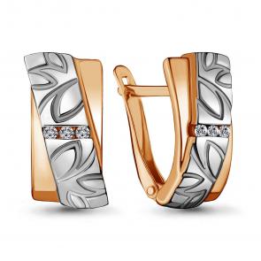 Серьги из золочёного серебра AQUAMARINE с фианитом А48024А-пк фото