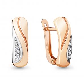 Серьги из золочёного серебра AQUAMARINE с фианитом А48027А-пк фото