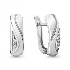 Серебряные серьги AQUAMARINE с фианитом А48027А фото