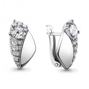 Серебряные серьги AQUAMARINE с фианитом А48038А фото