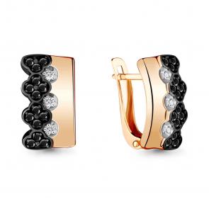 Серьги из золочёного серебра AQUAMARINE с фианитом и ювелирным кристаллом А48040АЧ-п фото