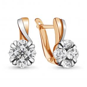 Серьги из золочёного серебра AQUAMARINE с фианитом А48059А-пк фото